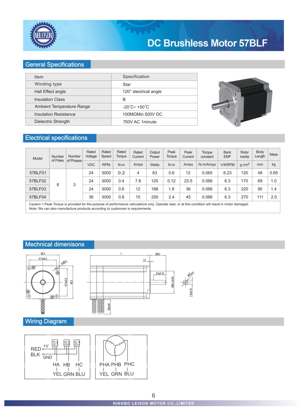 57mm 24V 36V 50W 100W 200W 250W 3000rpm BLDC Brushless DC Motor